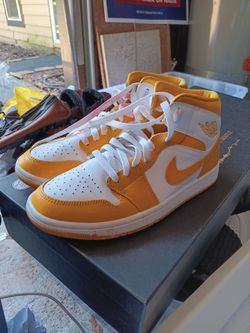 Nike Air Jordan 1 Mid Yellow White Sneakers