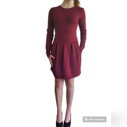 ARITIZA  Wilfred Burgundy pleated back zip Dress size 2 