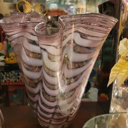 Royal Gallery XL Poland Hand Blown Glass Vase - Original Labe Purple NWT 2