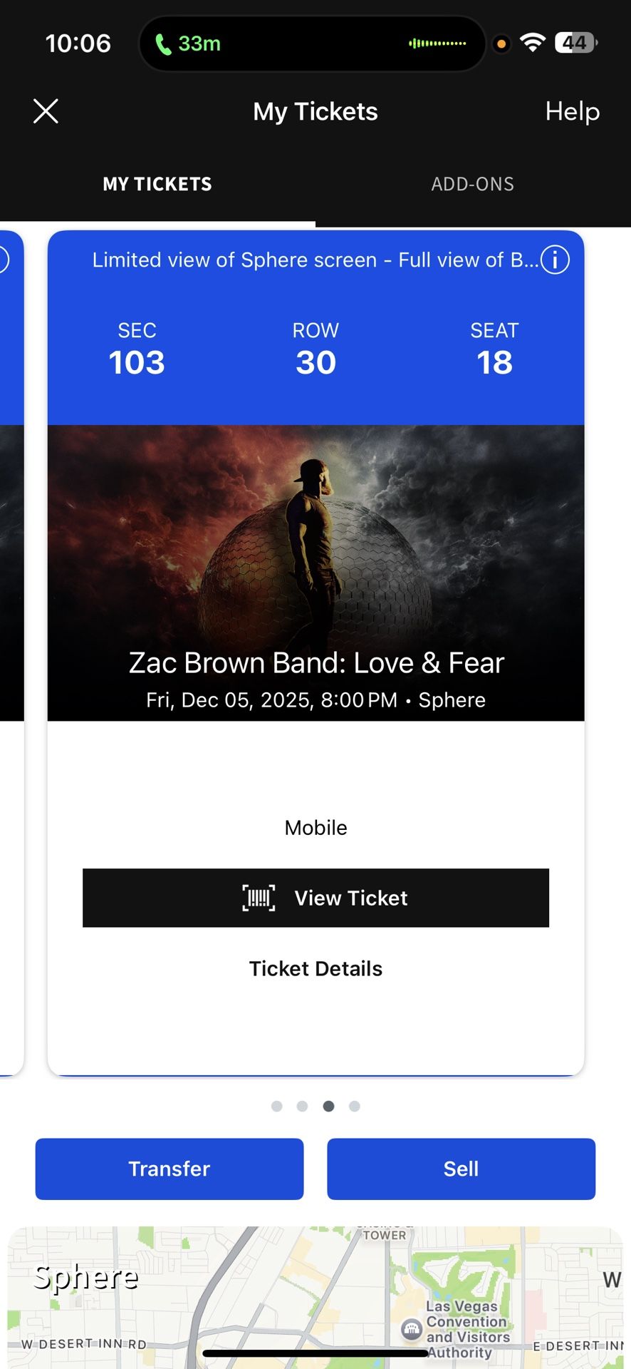 Zac Brown Band - The Sphere - Las Vegas December 5th