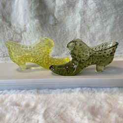 Set Of Vintage Glass Shoe With Cats