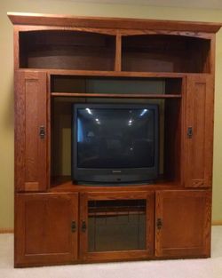 Solid oak entertainment center
