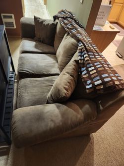Brown microfiber couch