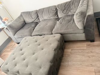 Gray Sofa + Matching Ottoman – Good Condition