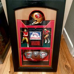 San Francisco 49ers Joe Montana & JERRY Rice Signed Frame Football Figures 