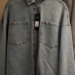 Light Wash Denim Shacket Oversized