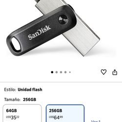 SanDisk Unidad flash iXpand Go de 256 GB - Para tu iPhone 14 o anterior - Crea espacio en tu iPhone - SDIX60N-256G-GN6NE