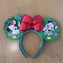 Disney Parks Mickey & Minnie Loungefly Glow-in-the-Dark Holiday Ear Headband
