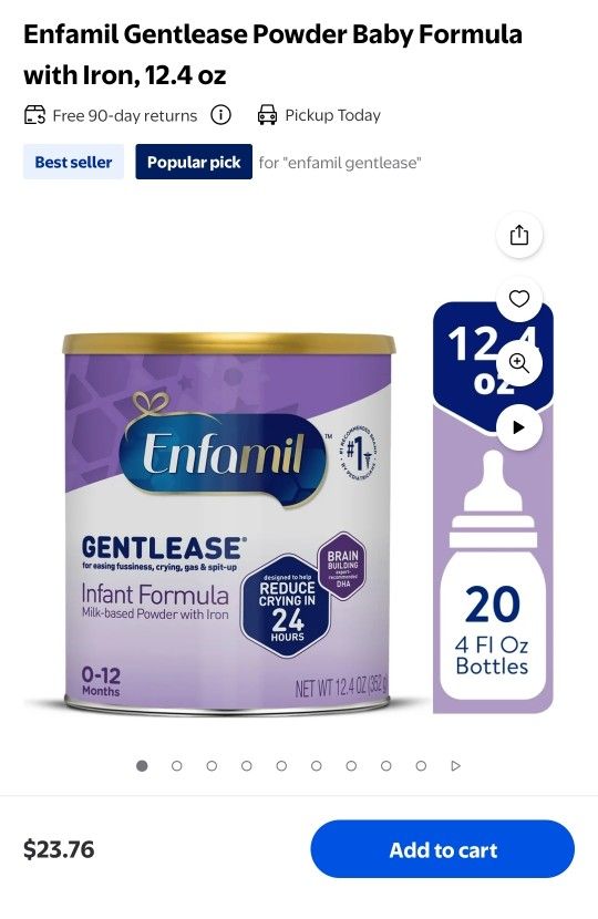 Enfamil Gentlease Powder Baby Formula with Iron, 12.4 oz