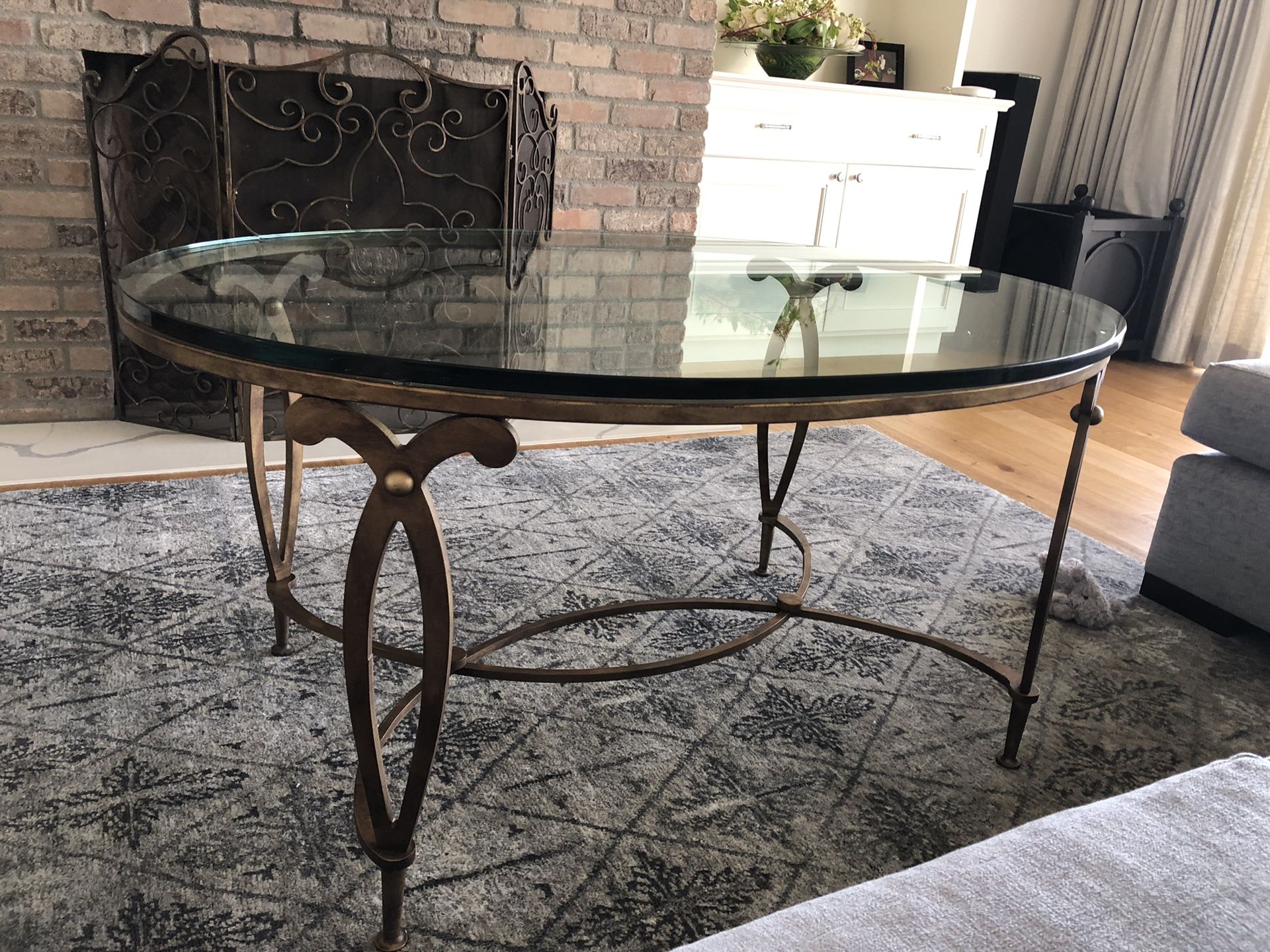 Swaim glass coffee table