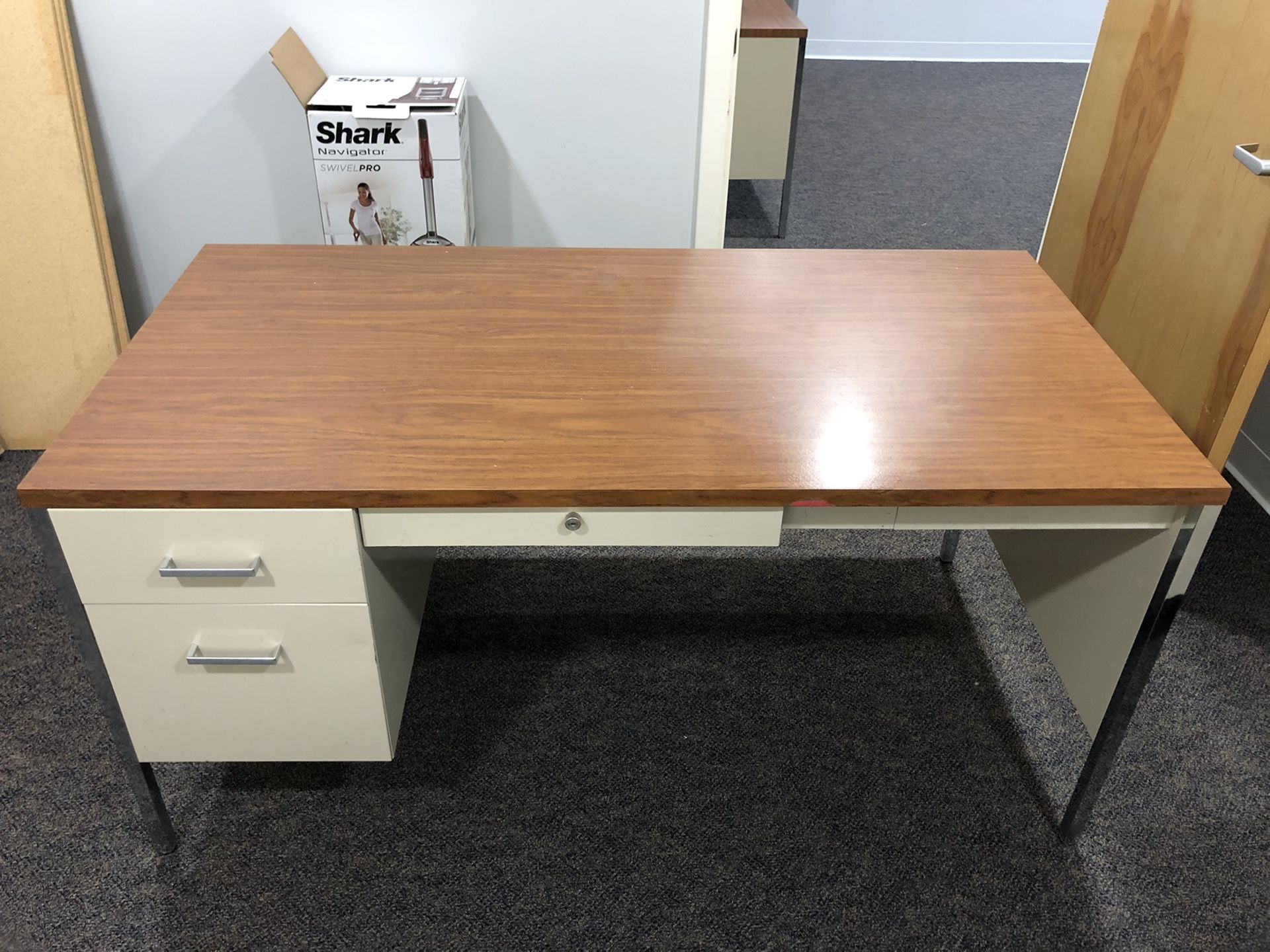 Metal desk with wood top