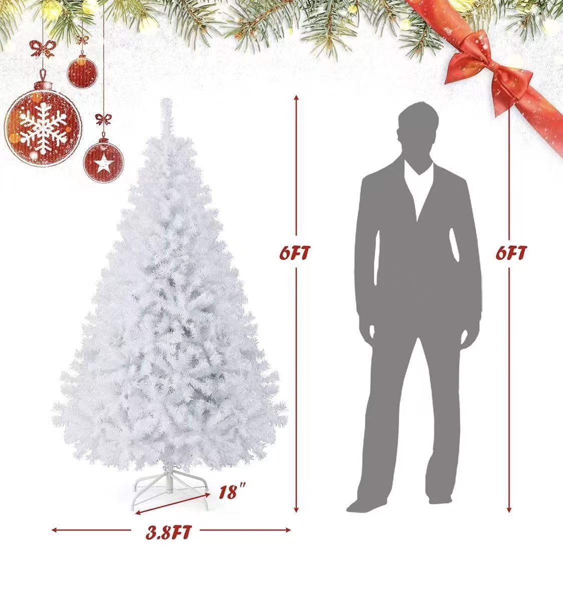 ✌️ 6ft Premium Unlit Hinged Spruce Full Tree, with 1000 Branch Tips and Metal Stand, Easy Assembly, for Indoor and Outdoor Use 