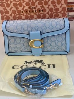 Small blue purse with box for women