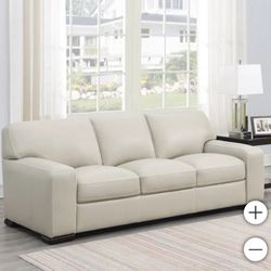 Beige Genuine Leather Sofa 