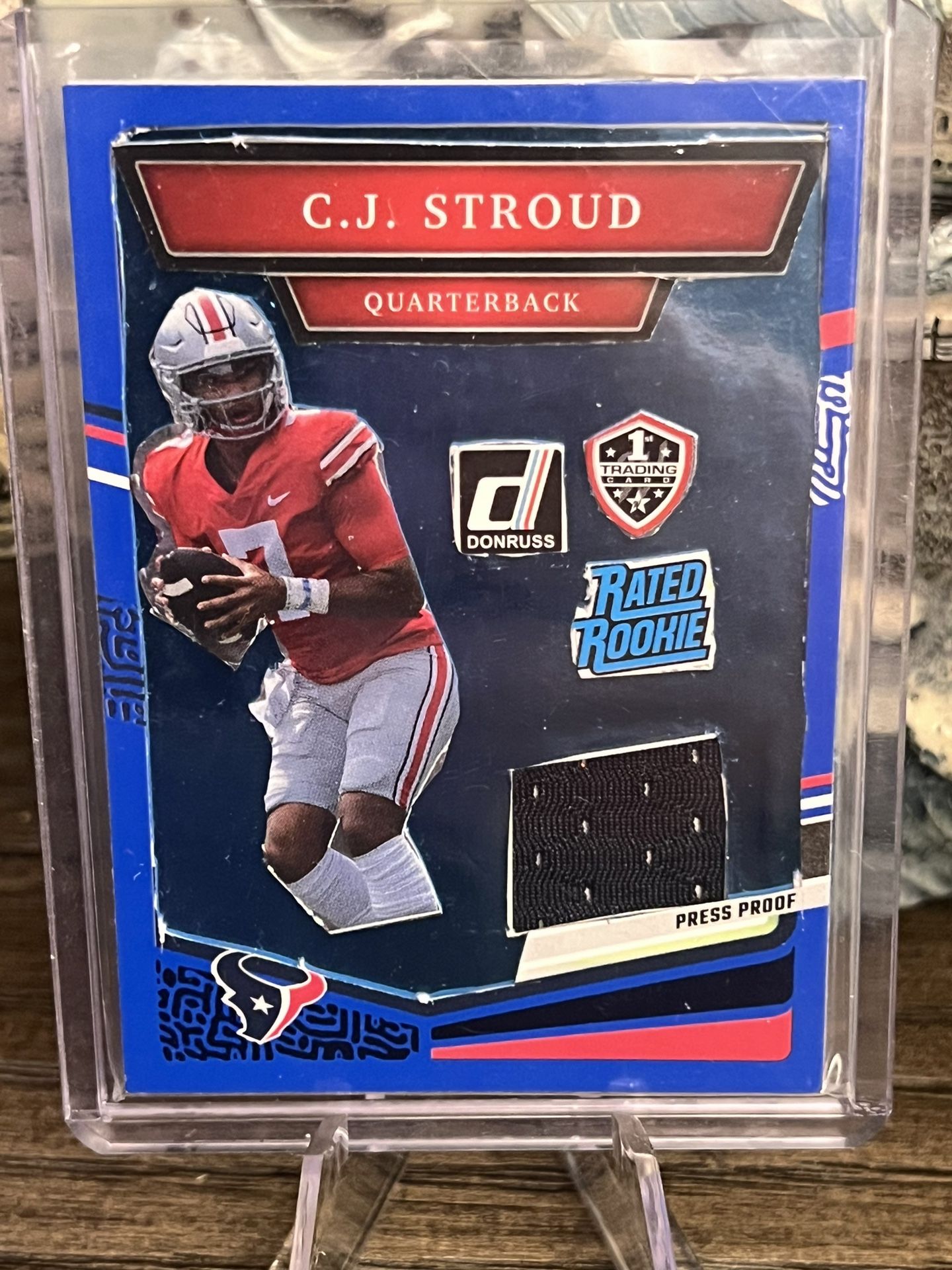 CJ Stroud Fan Art Card (custom) W/game Worn Jersey Patch