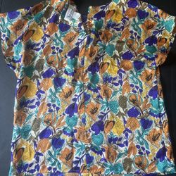Notations Blouse Top Size 8 Multi-Color Floral Print Cap Sleeve