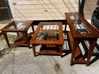 Vintage Mission-Style Furniture Set (Coffee Table, Console, End Table)