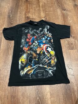 Marvel black cotton t-shirt with all over print size medium see measurements