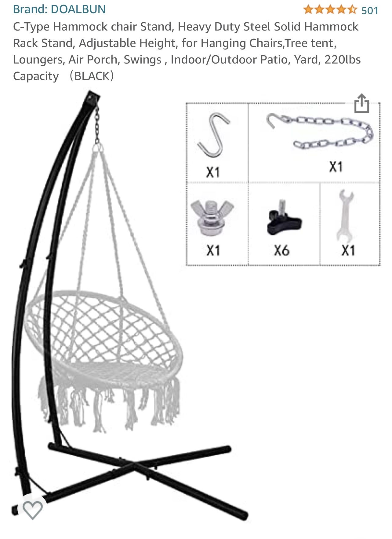 C-Type Hammock chair Stand, Heavy Duty Steel Solid Hammock Rack Stand