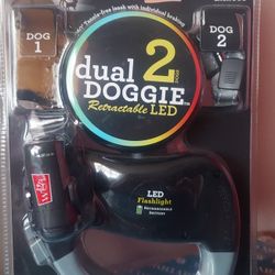  Wigzi Dual Two Doggie Retractable Led Leash $15.00 New 