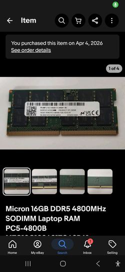 Micron 16GB DDR5 4800MHz SODIMM Laptop RAM PC5-4800B