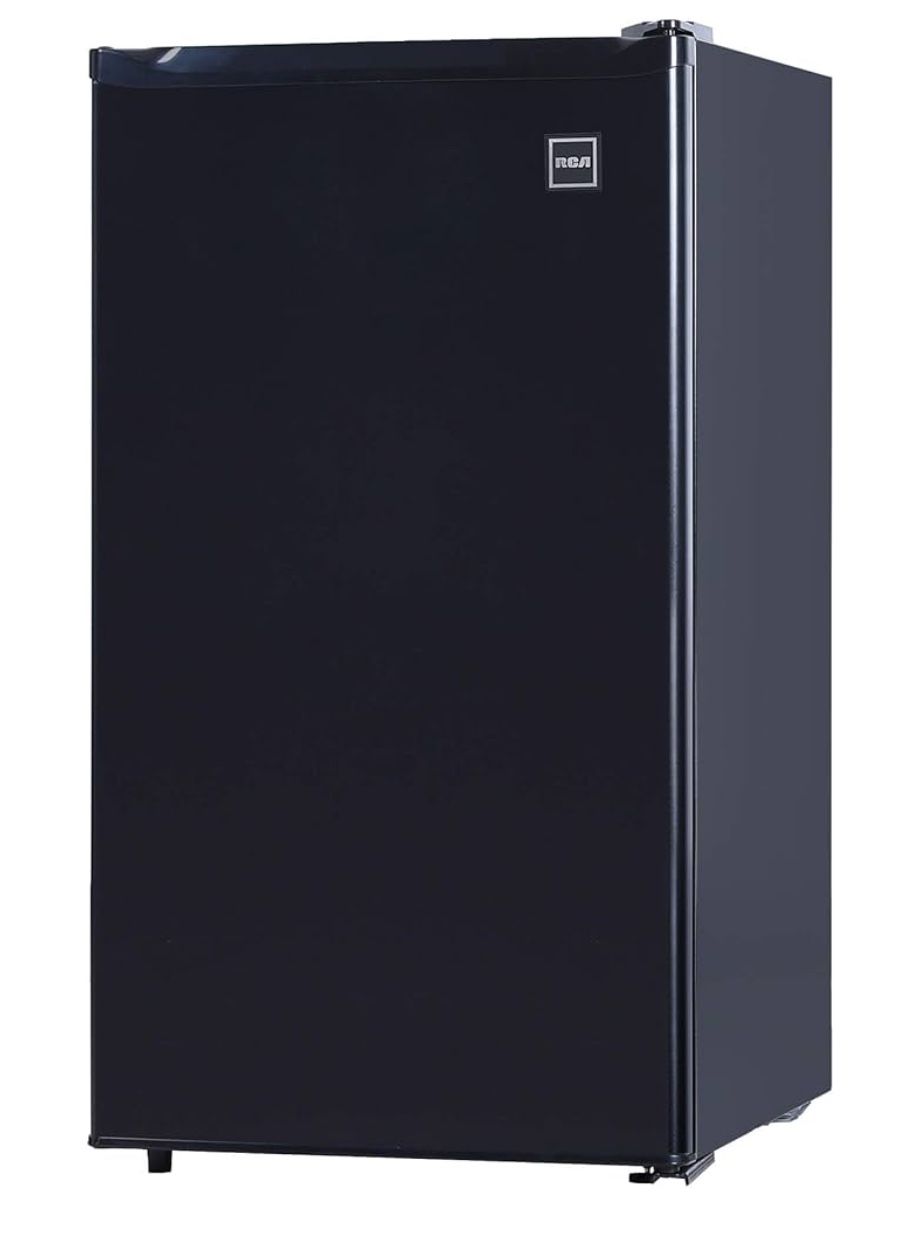 RCA RFR321 Single Mini Refrigerator-Freezer Compartment-Adjustable Thermostat Control-Reversible Doors-Ideal for Dorm, Office, RV,