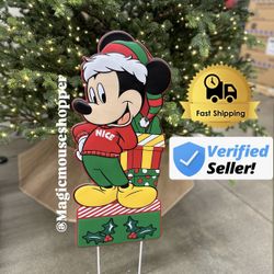 Mickey Mouse Christmas Metal Yard Stake NEW 2024