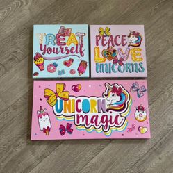 Jojo Siwa Girls Canvas Wall Art. Unicorn Puppy Glitter donuts bow