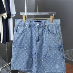 LV monogram full print jacquard denim shorts