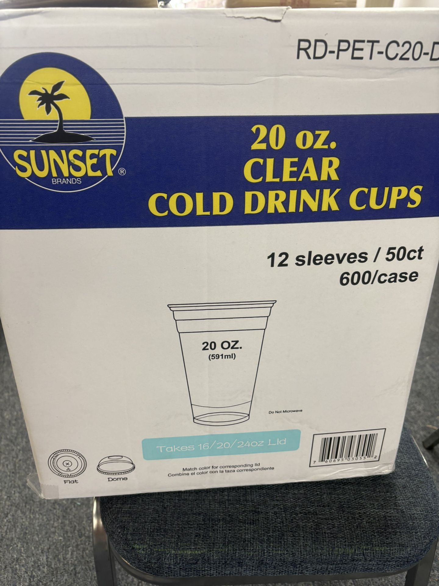400 Pcs SUNSET New SEALED 20 Oz Clear Cold Drink Cups RD-PET-C20-D98