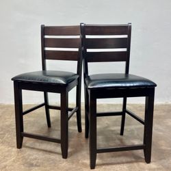 Set of 2 Matching Black Coaster Bar Stools 
