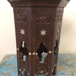 Antique Persian Mid Eastern Carved Inlay Table