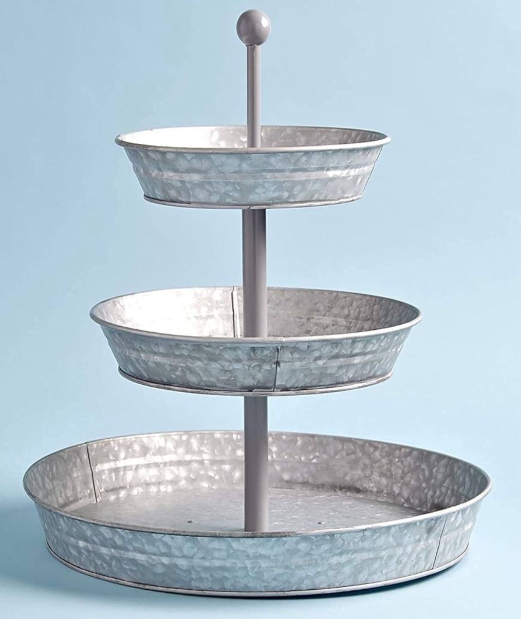 Galvanized 3 Tier Serving Tray
