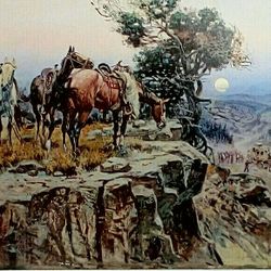 GREAT FATHER'S DAY GIFT!  "Innocent Allies" by Charles Russell, Unframed Print, Wall Art - Outer Print: 23"x17.5"  Image: 22"x14", 