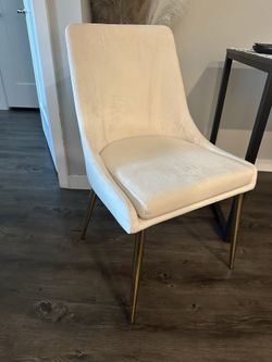 2 x Dining Chairs Cream Color Velvet.