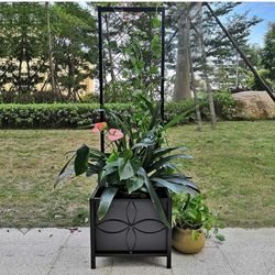 Garden Bed with Trellis,Heavy Duty Plant Box for Climbing Plants with Drainage Hole, Metal Lattice Planter Gardon Box with Inner Fabric Liners.