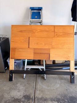 Wood Panel Bed Headboard with Metal Frame