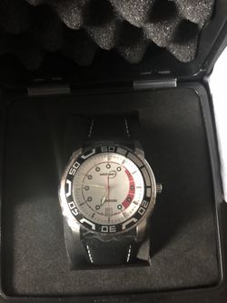 TOURNEAU WATCHGEAR Men s Steel Watch Day Date Black Leather Band New for Sale in San Diego CA OfferUp