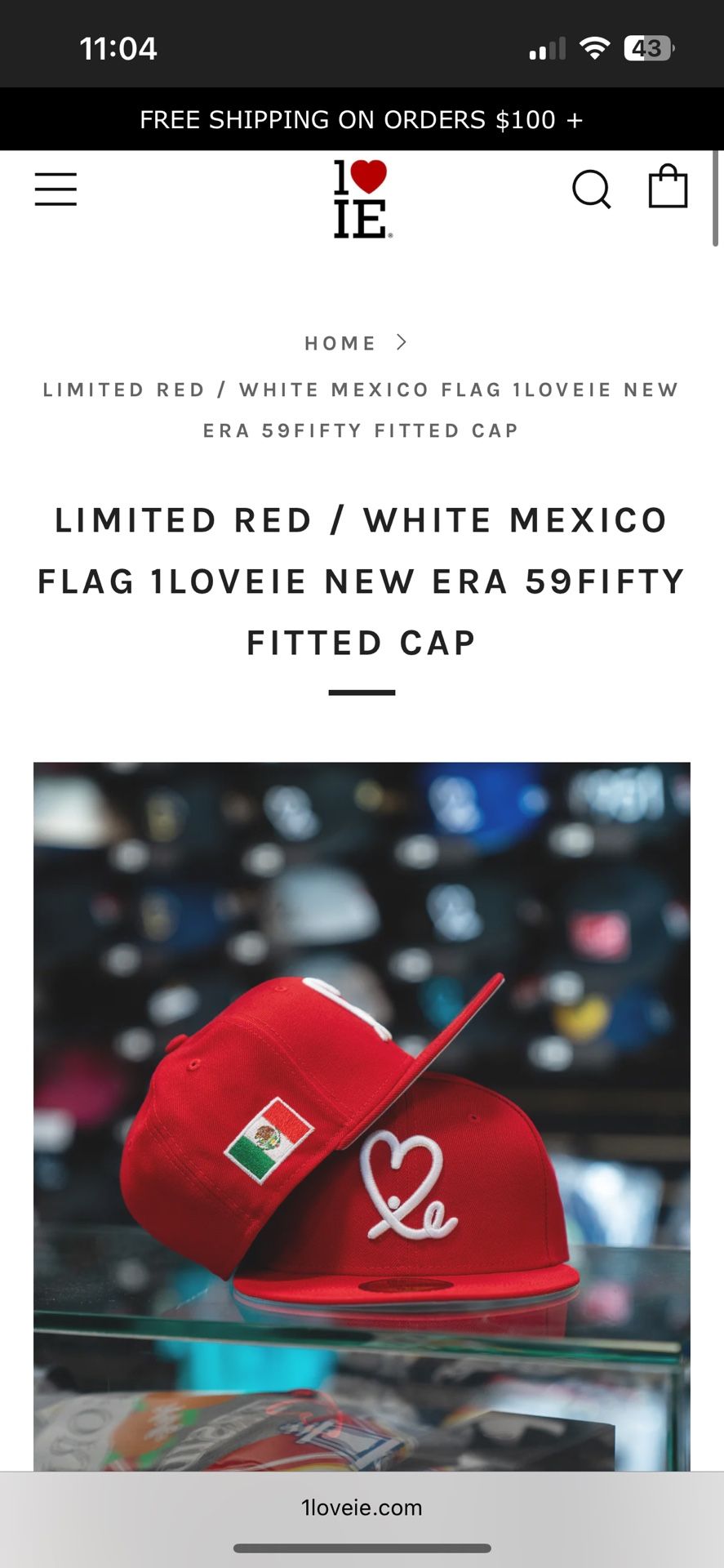 LIMITED BLACK / WHITE MEXICO FLAG 1LOVEIE NEW ERA 59FIFTY FITTED CAP