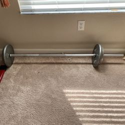 Bar Bell With Weights 60 Pounds And 2 Sets Of Dumbbells 