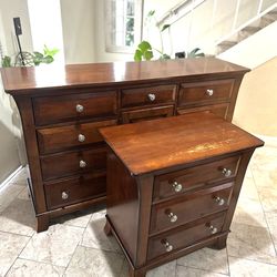 Sold wood dresser and night stand some scratches on only  night stand