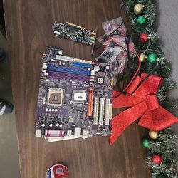 Motherboard, Audio Card, Assorted Sata Cables