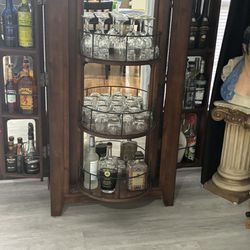 Bar Cabinet And Leather Sofa