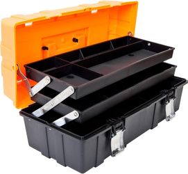 17-Inch Plastic Tool Box, 3-Tiers Multi-Function Storage