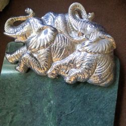 Vintage Arthur Court Pewter  Elephant Topped Marble Cheese/ Charcuterie Board.