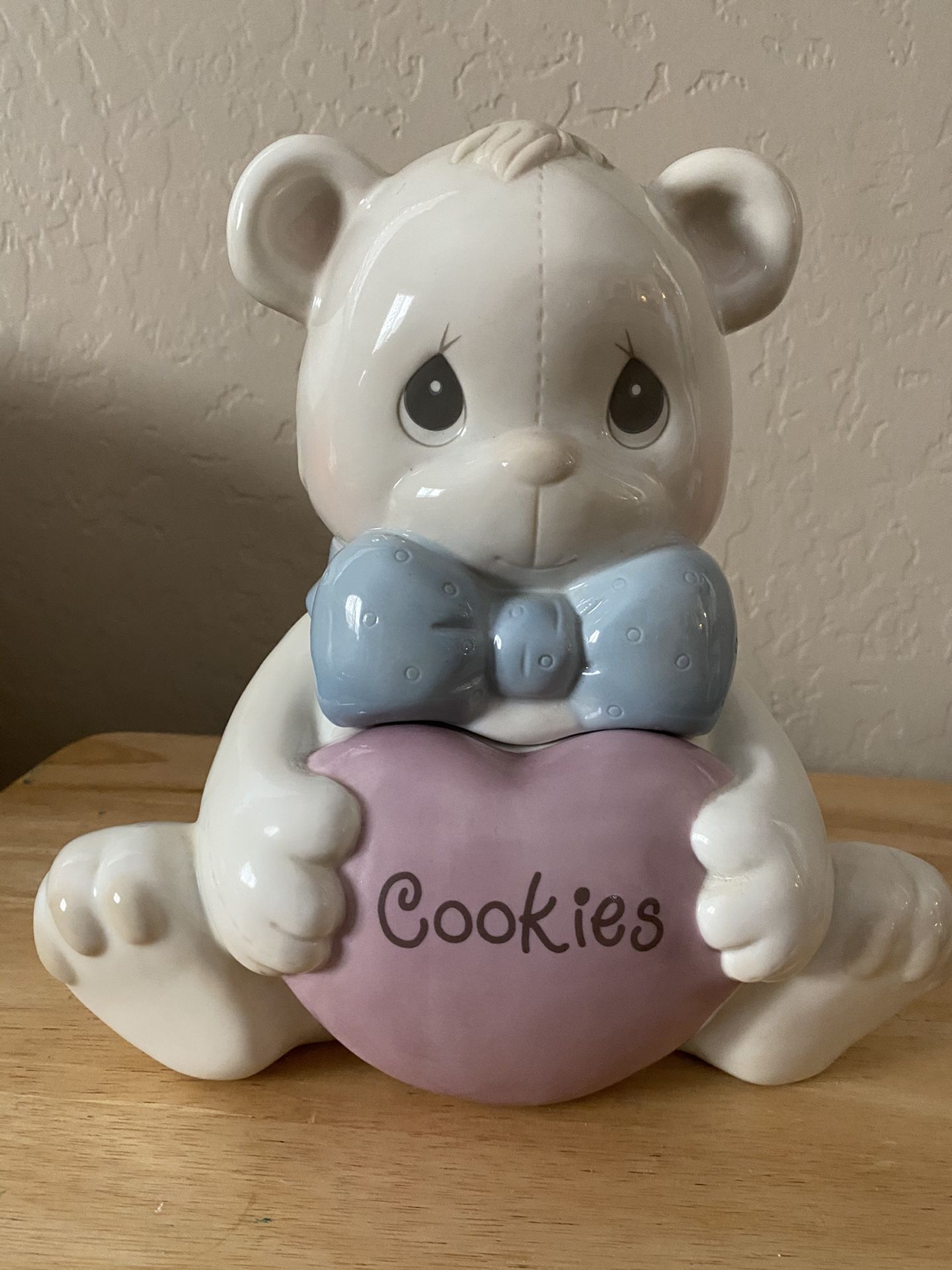 Precious Moments Collectible Bear Cookie Jar Heart Bow Tie In Box
