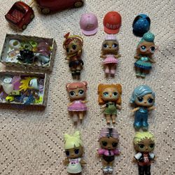 LOL Mini Dolls - Sold As Set Of 9 Plus Cars And Accessories -Great Holiday Gift!