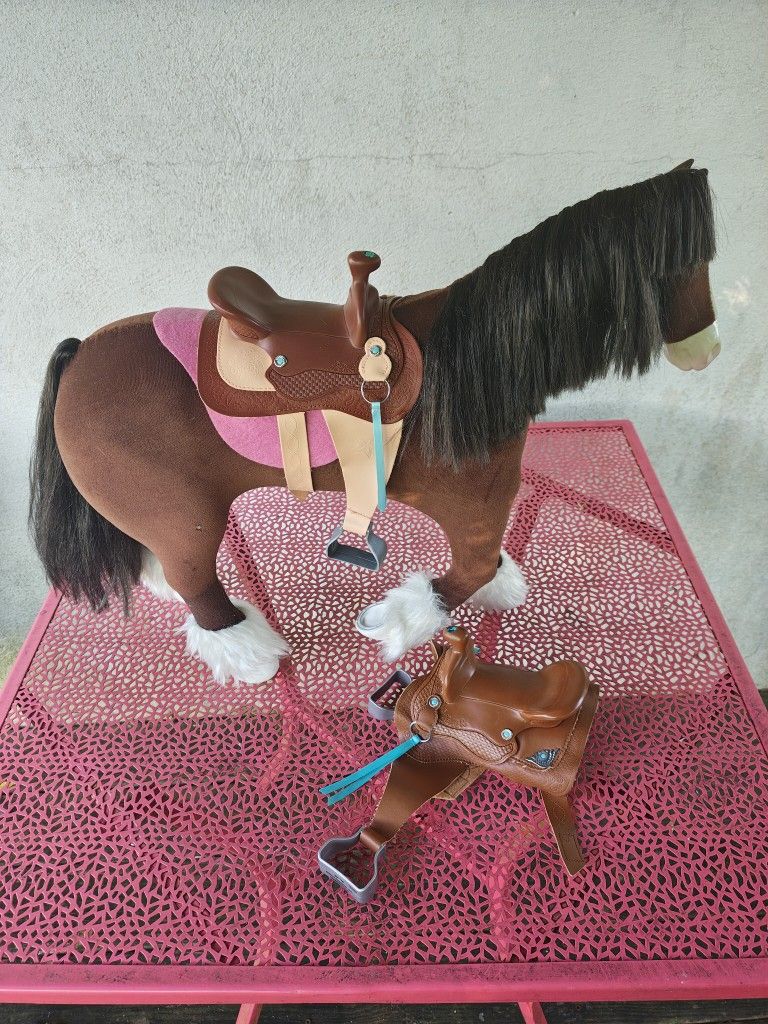 American Girl Prancing Clydesdale and Painted Pony