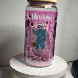 Pink Horror Friends Glass Cup