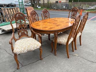 WALTER OF WABASH Burl Wood and Walnut Dining Set